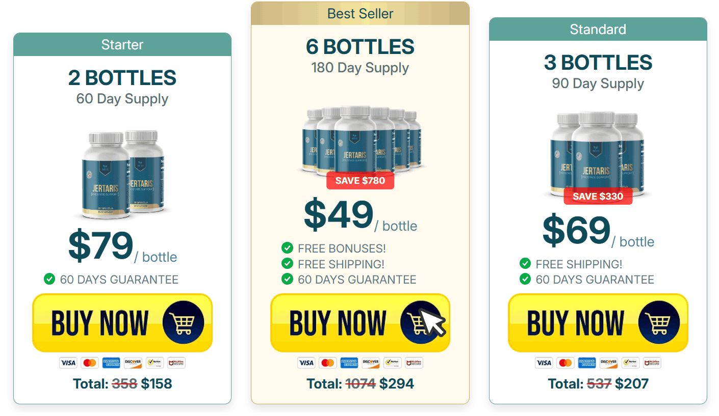 Jertaris Pricing Details